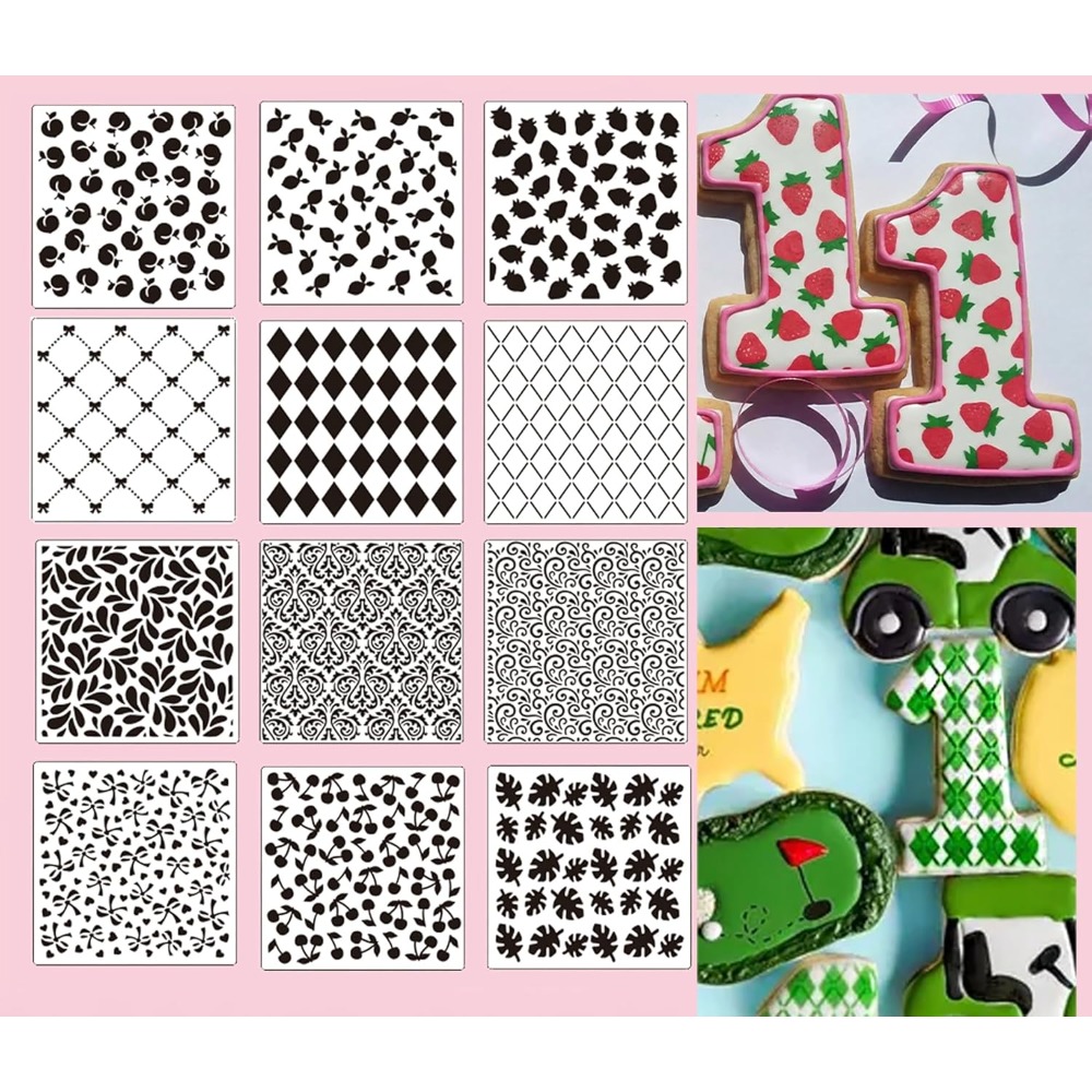 Cookies Pack - 12팩 쿠키 스텐실 세트 꽃무늬 과일