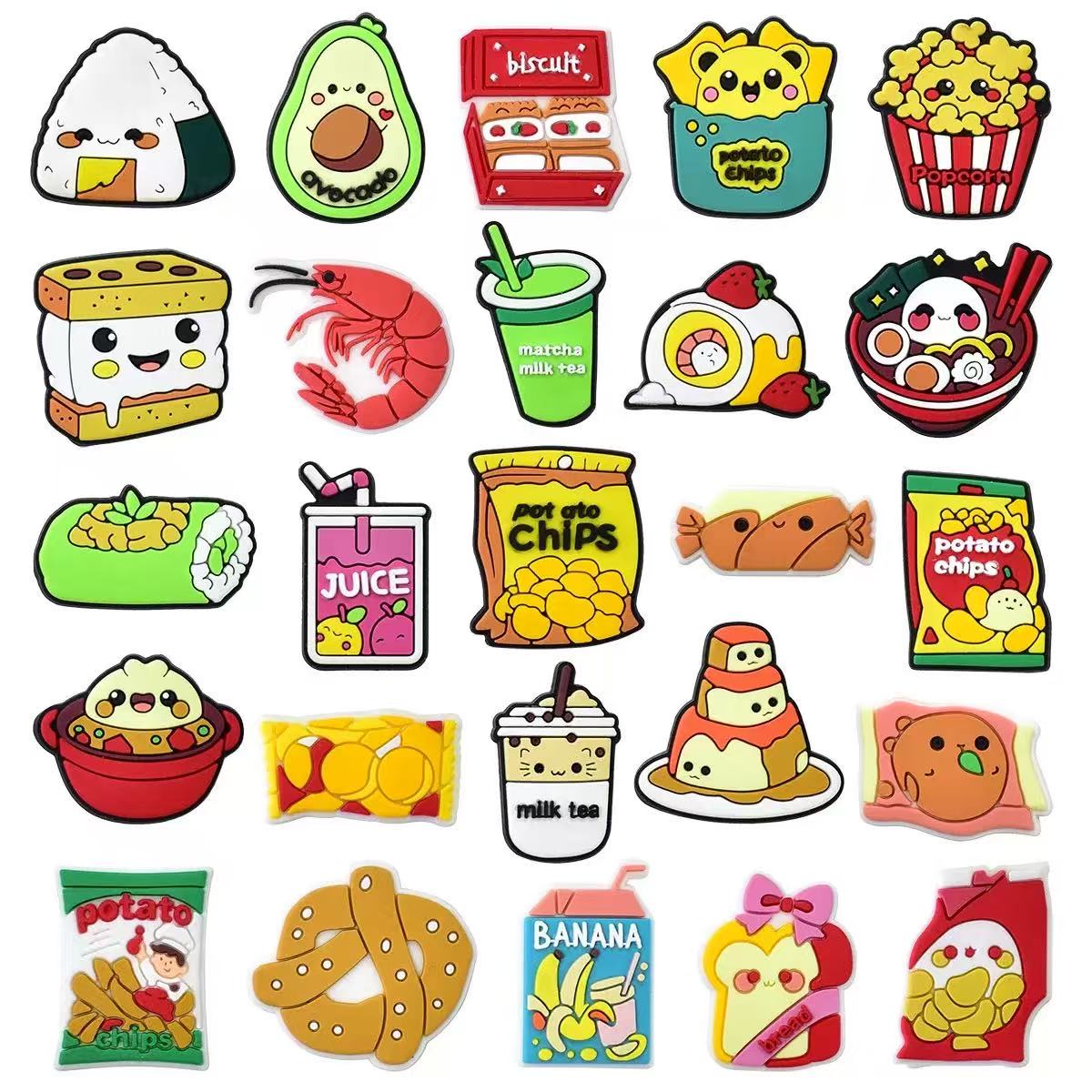 Food Snacks Drinks - 25~100개 혼합 디자인의 식품 시리즈 신발