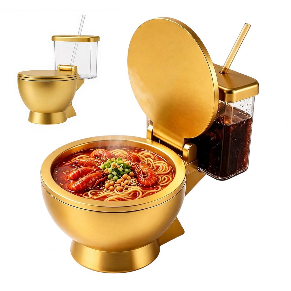 Food Snacks Drinks - 화장실 모양 라면 그릇 세트, 내장형